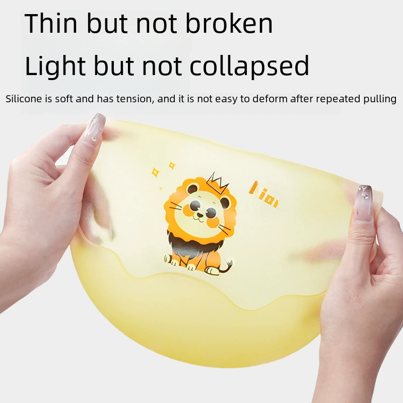 Children's ultra thin silicone soft light and thin waterproof eating bib for food, with pocket