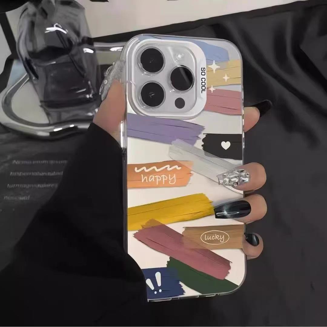 La marca de moda de pintura al óleo en color transfronterizo es adecuada para la carcasa del teléfono móvil Apple 16promax, sentido avanzado 15/14/13 Europa y América 12