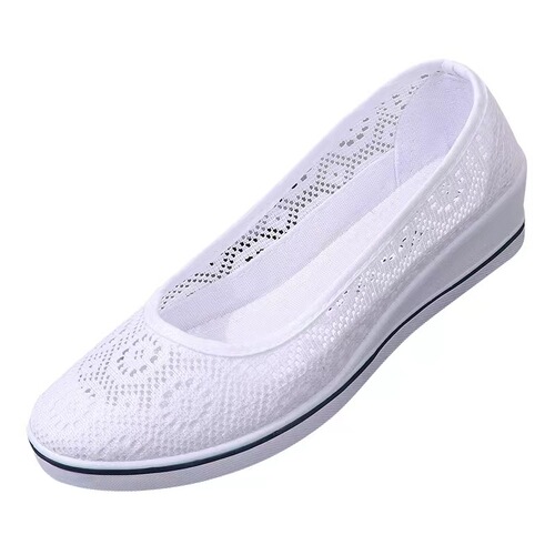 Spring and summer new wedge nurse shoes women's white shoes mesh shoes comfortable non-slip hollow breathable casual work beauty shoes