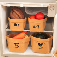 ins牛皮纸收纳袋子厨房冰箱可水洗加厚方底纸袋花盆装饰挂袋ins风