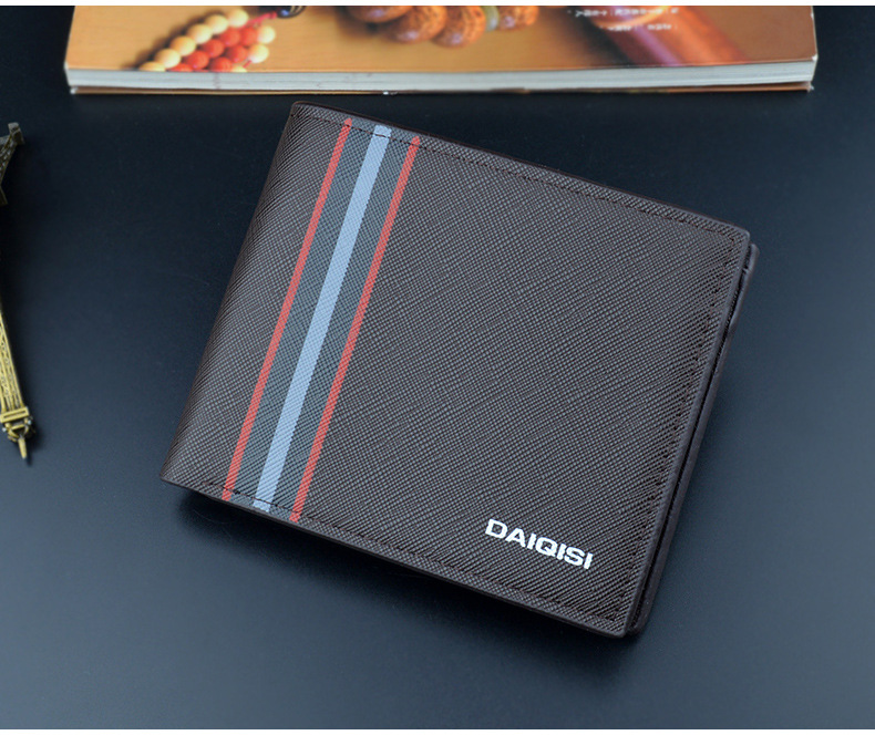 Men's Stripe Pu Leather Open Wallets display picture 4