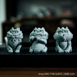 National style green sand stone beast Xingshi tea pet decoration cute pet creative tea play nourishing tea table tea table tea set decoration