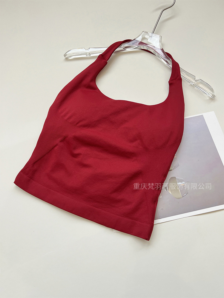 Transfronteriza versión de la patria DF cuello cuadrado chaleco de cuello colgante de tres capas con almohadilla de pecho alta elástica hermosa espalda ajustada sin costuras ropa de yoga de fitness