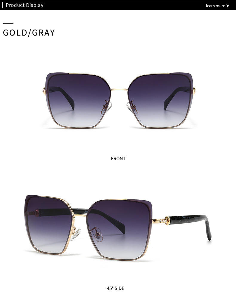 European and American Modern Retro Sunglasses High-end Women's INS Sunglasses All-match Fashionable Metal Sunglasses 5G21_voghion.com