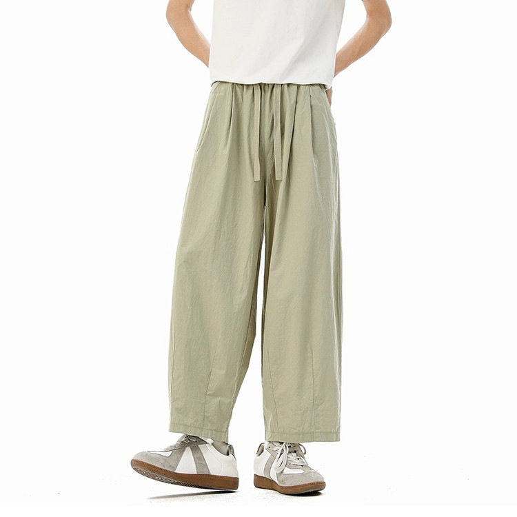 Japanese Retro Nine-Point Workwear Casual Pants for Men, Summer Loose Wide-Leg Pants, Trendy Brand Versatile Casual Pants for Men