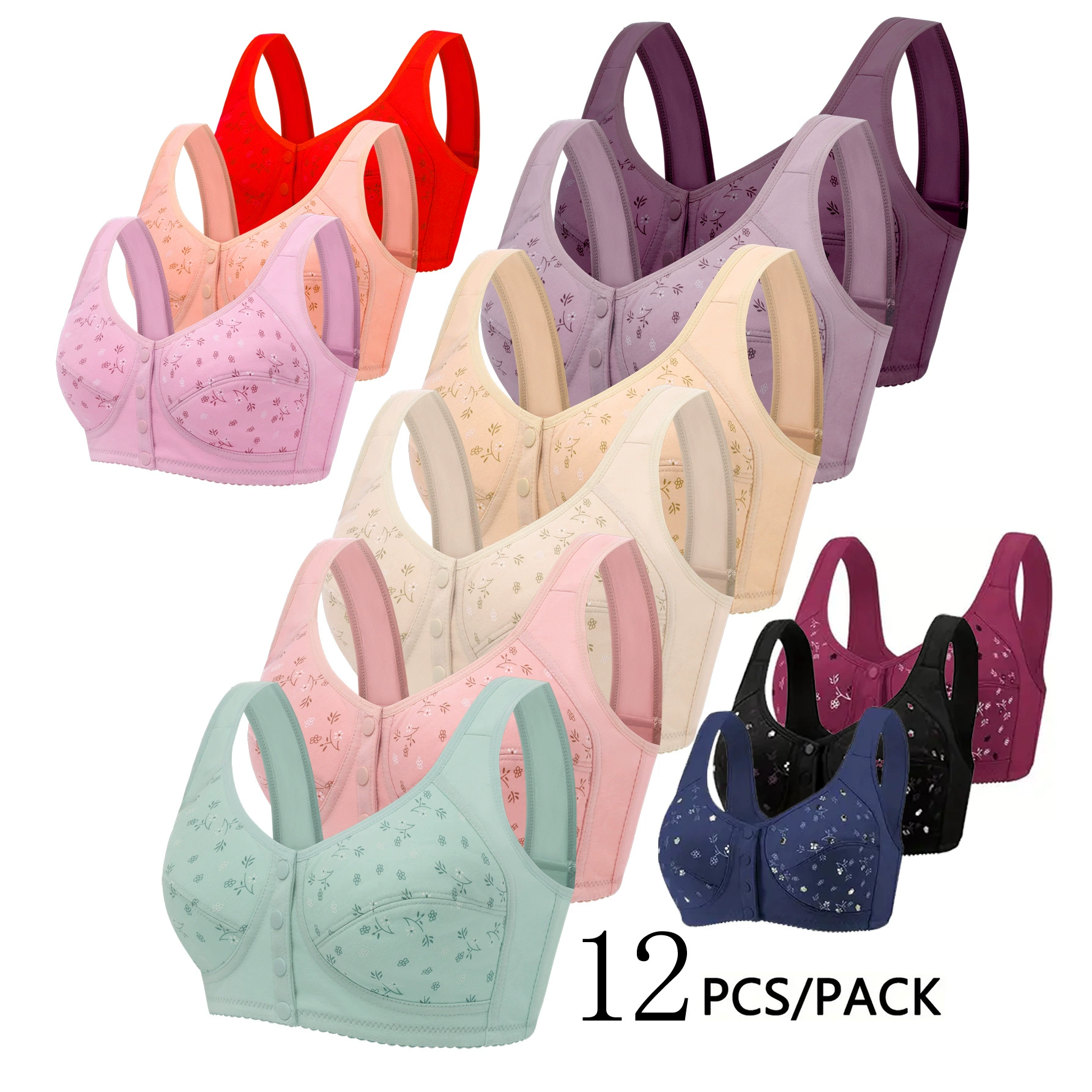 跨境中老年文胸妈妈大码运动内衣女无钢圈大码背心式胸罩老人薄款