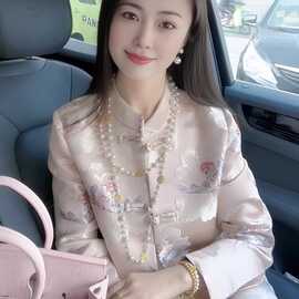 仅用于产品展示勿拍-缎面新中式国风盘扣外套女装春秋新款高级感