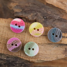 玫红紫色两眼激光叠纹荷花树脂可爱撞色开衫外套牛仔羊绒衬衫纽扣