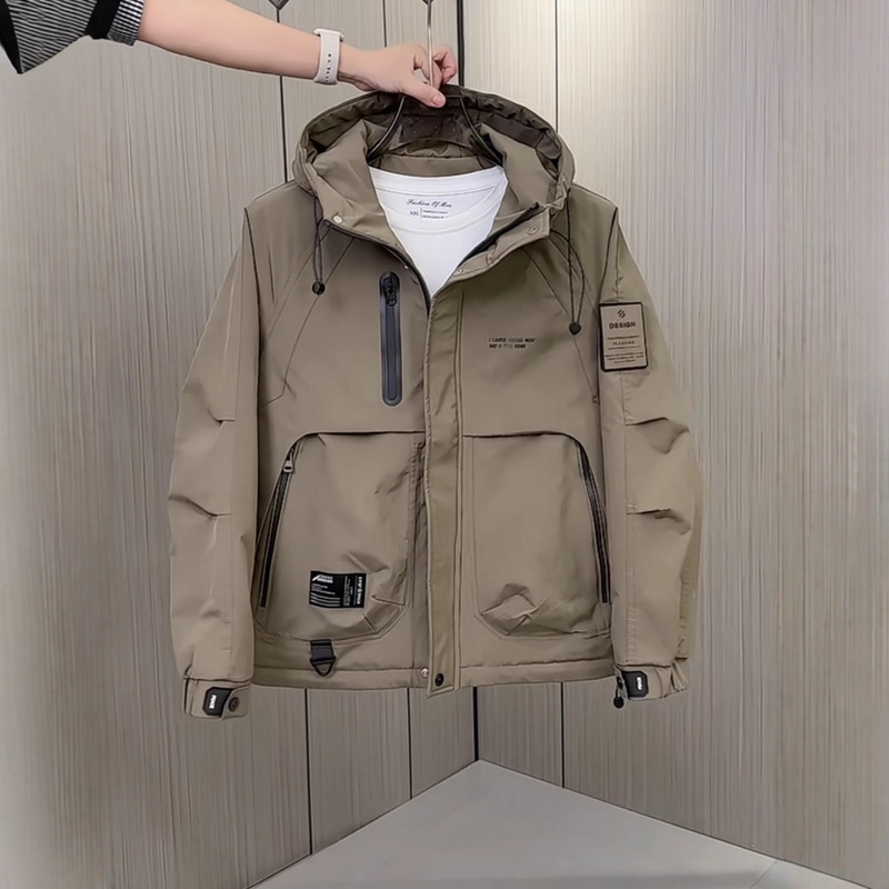 Winter New Men's Tops and Jackets, Thickened and Warm Hooded Work Jackets, Trendy Versatile Casual Windbreaker for Men