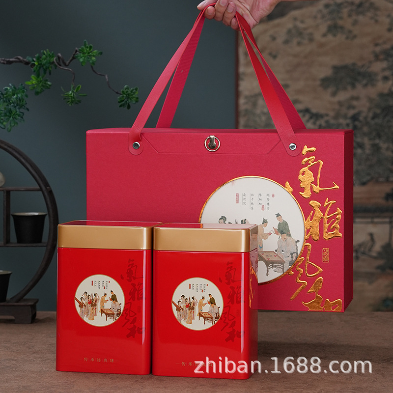 新款茶叶包装盒礼盒滇红茶绿茶叶罐空礼盒一斤装500g茶叶盒密封罐