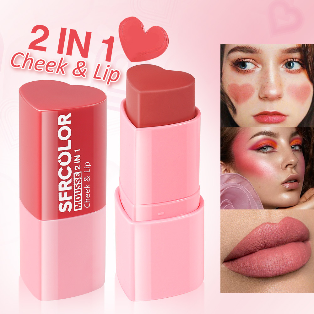 s.f.r color transfronterizo para maquillaje de color universal de color natural en forma de corazón lipstick blush ruby image 1