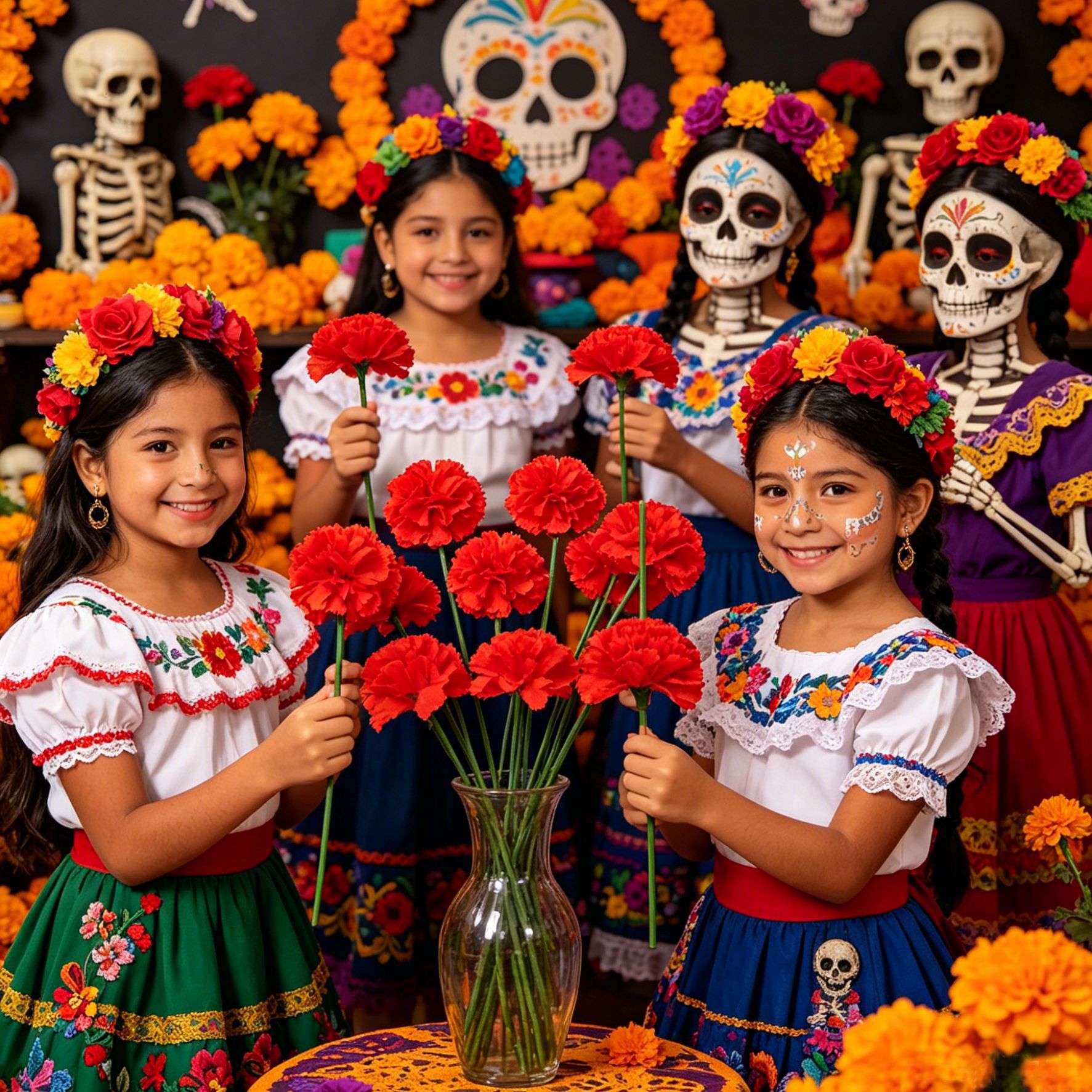 Decoración de Halloween de calendula mexicana de día de muertos guirlandas accesorios claveles guirlandas DIY props de Halloween