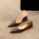 2873-20 French shallow mouth casual versatile flat bottomed belt buckle small pointed commuting single shoe looks thin and small leather shoes for women