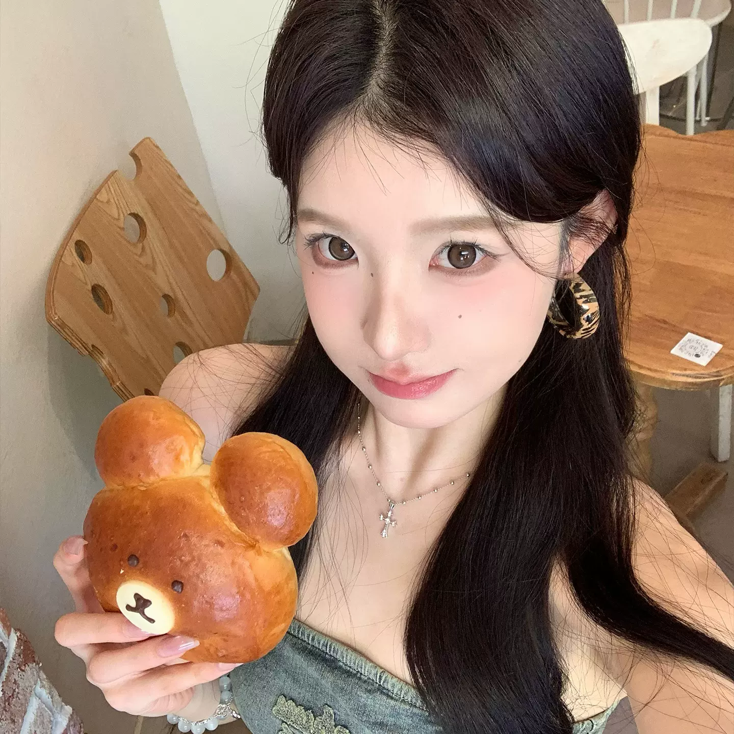 复古咖色美拉德宽边豹纹耳钉女小众气质高级感耳圈时尚百搭耳饰品