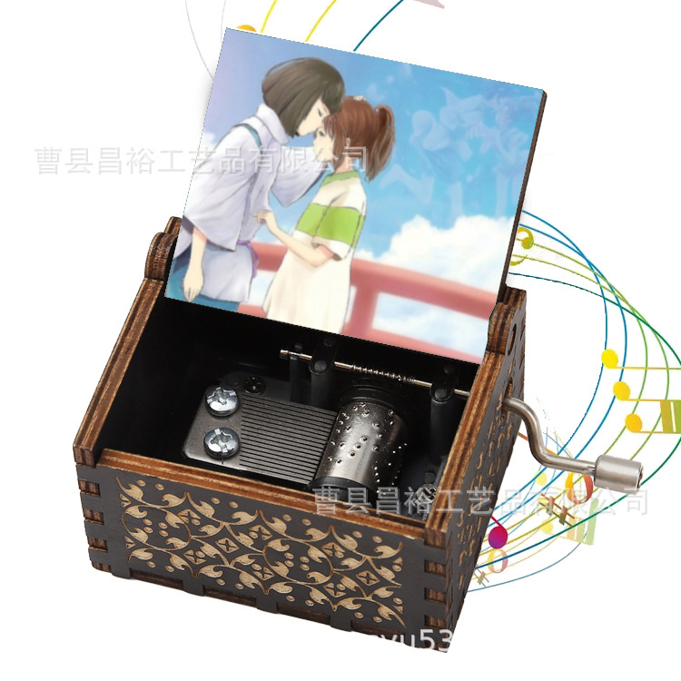 木製の手作りオルゴール創意カラープリント千と千尋のオルゴール木製の手を振ってオルゴールクロスボーダー専用です。