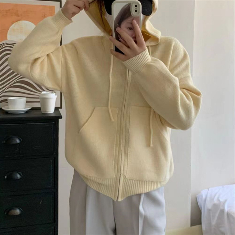The laid-back style loose, casual and versatile sweater jacket is a new fashion hooded knitted cardigan for women in the autumn and winter of 2022 pic 43
