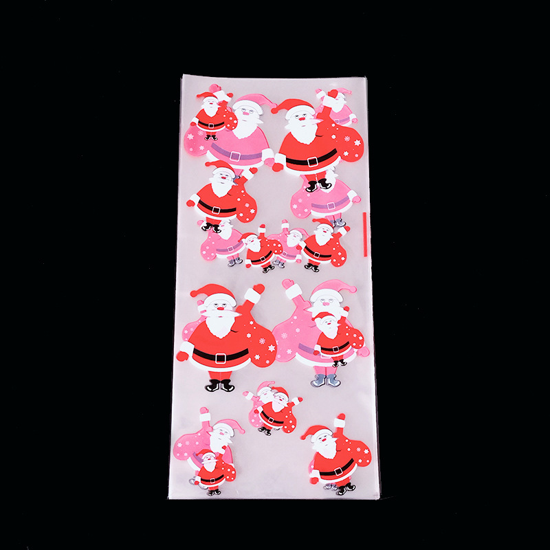 Fábrica al por mayor OPP bolsillo plano bolsa de plástico transparente bolsa de embalaje de regalo de Navidad galleta bolsa de embalaje de dulces de Navidad