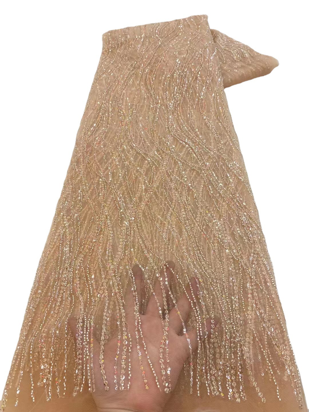 Nueva tela de vestido de boda bordado de cuentas vestido francés vestido moderno bordado tela JX2977