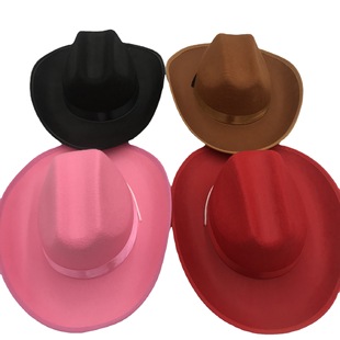 Factory Supply Cross-border Western Cowboy Children's Hat Sunshade Sunscreen Polyester Felt Non-woven Fabric Advertising logo Hat
