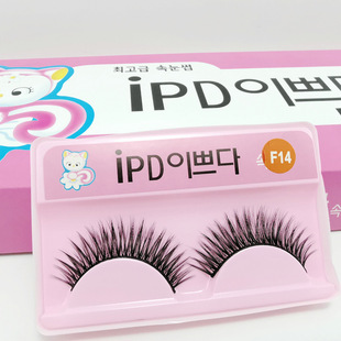 Kitten Ipd False Eyelashes Classic F14 Natural Cross Medium Long False Eyelashes 10 Pairs / Box