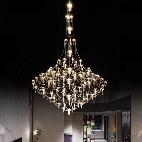 Hotel large overhead chandelier Italian villa model room duplex building sales department staircase designer LED lighting