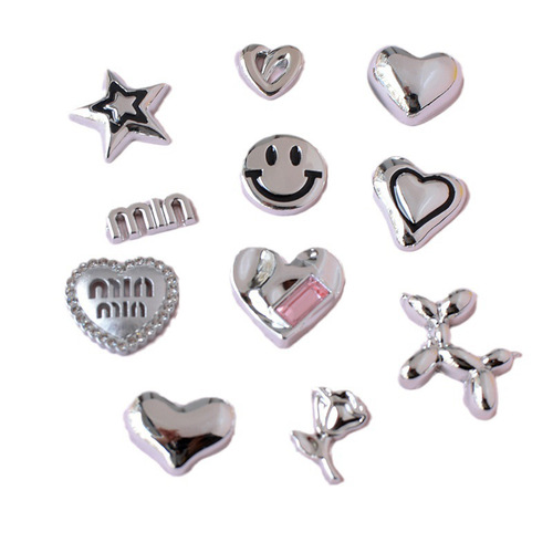 Metallic Electroplated Heart Smiling Face Accessory Hairpin Phone Case Handmade Material Wholesale PJ1119