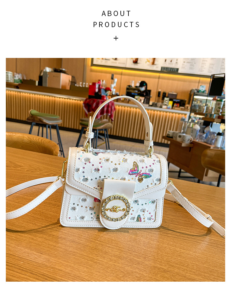 Women's Small Square Shoulder Crossbody Bag With Diamond Accents_voghion.com
