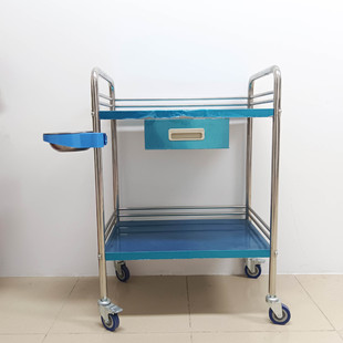 Stainless Steel Treatment Cart Double-Layer Trolley Clinic Dressing Care Beauty Salon Trolley Storage Simple Modern