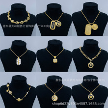 范家项链/F家美杜莎人头滴胶珐琅圆牌吊坠简约时尚精工经典项链女