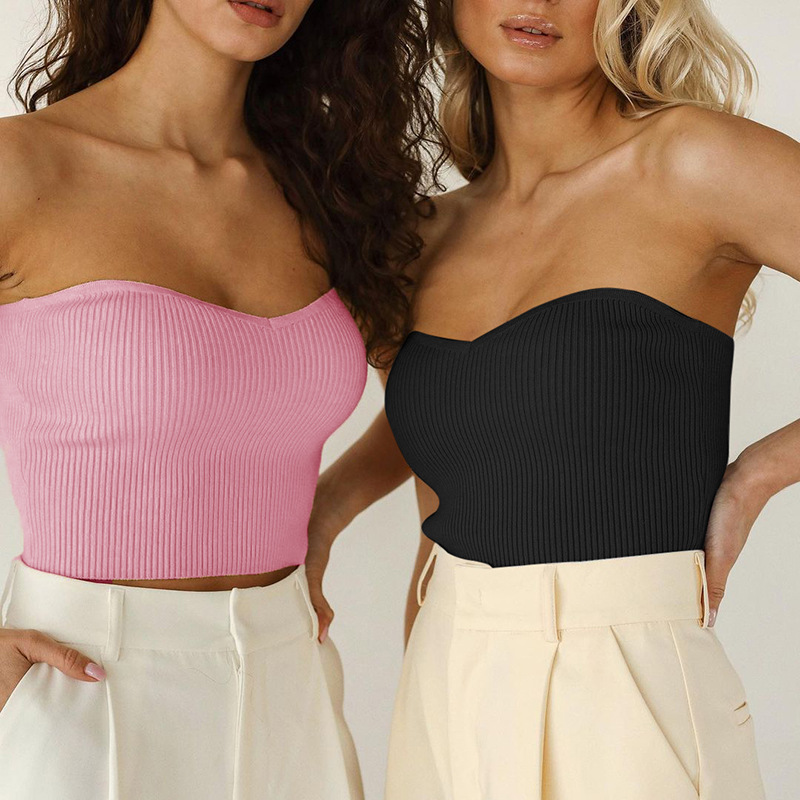 Sexy Slim Fit Off Shoulder Pure Color Ribbed Tube Women's Top Wholesale