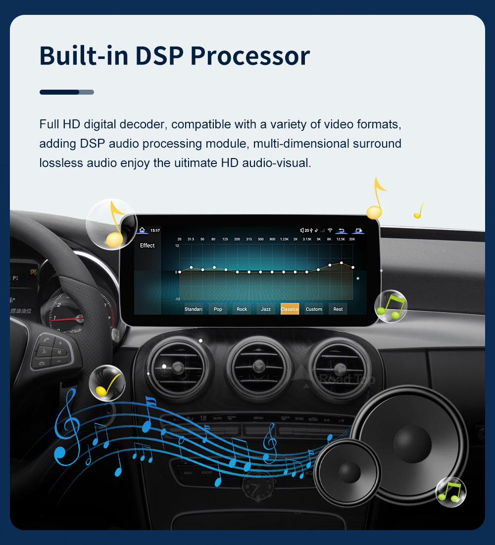 10.25 "Android 13 Car Android Screen for Mercedes-Benz C- Class W205/GLC/V-Class W447 NTG5.0