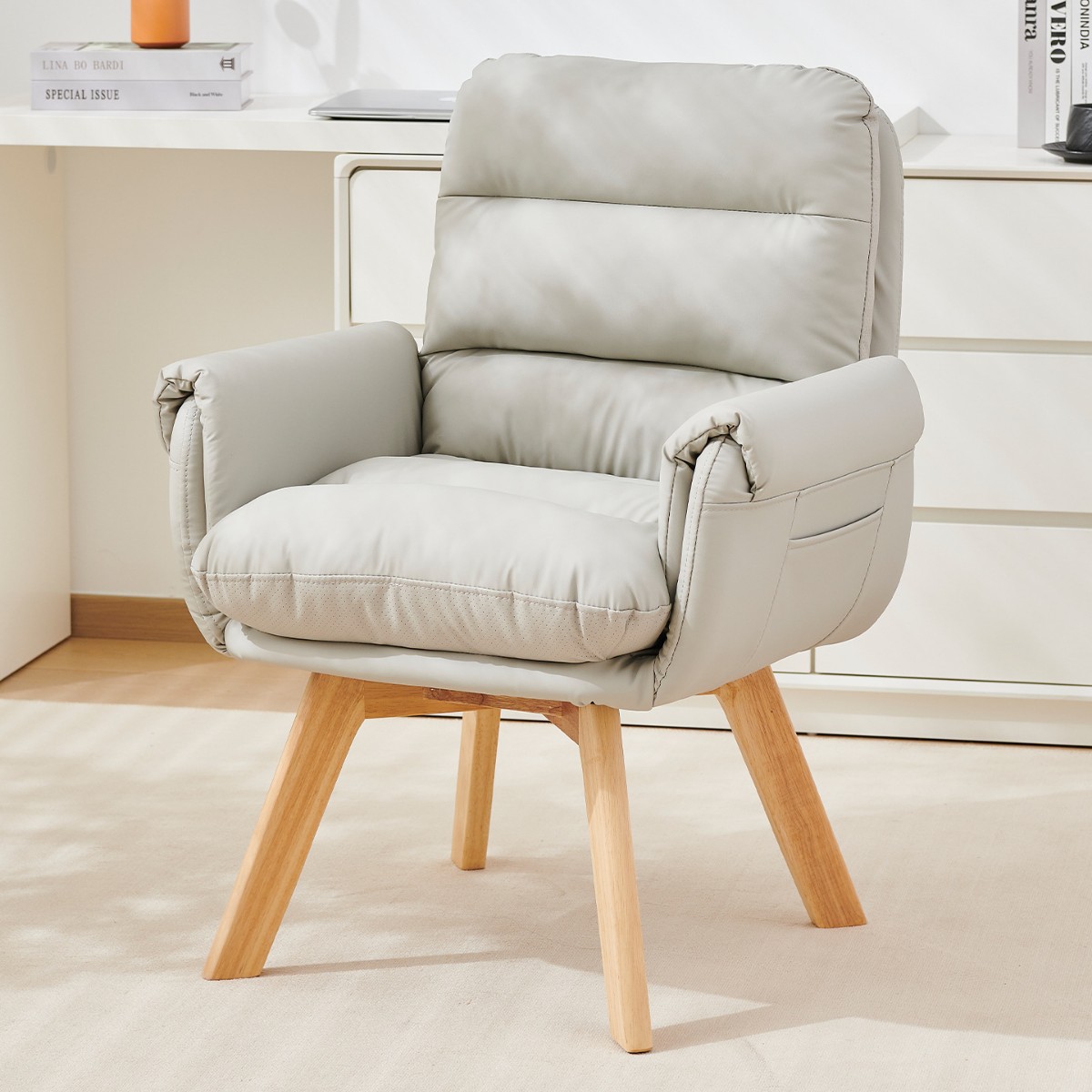 Computer Chair, Comfortable for Long Sitting, Home Study Desk Chair, Office Bedroom Chair, Solid Wood Legs, Swivel Backrest Chair