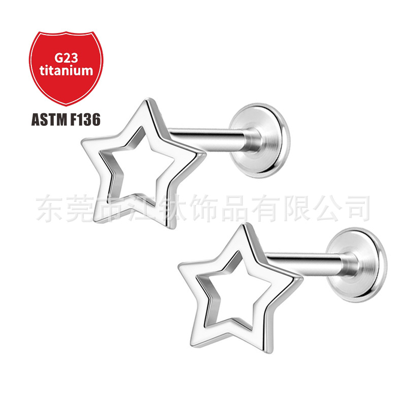 Pointed titanium steel lip stud product view