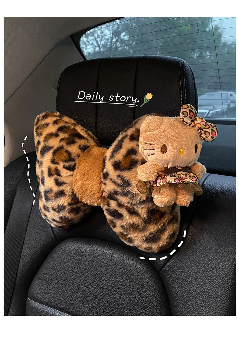 Car headrest neck pillow leopard print kitten car pillow car seat high sense girl car pillow waist