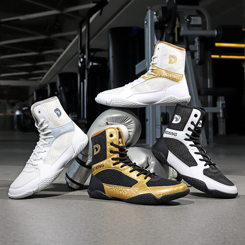 2026 New Model Boxing Wrestling Shoes, High-Top Ankle Protection, Wear-Resistant, Breathable Fighting Shoes, High-End Wrestling Shoes for Combat Training
