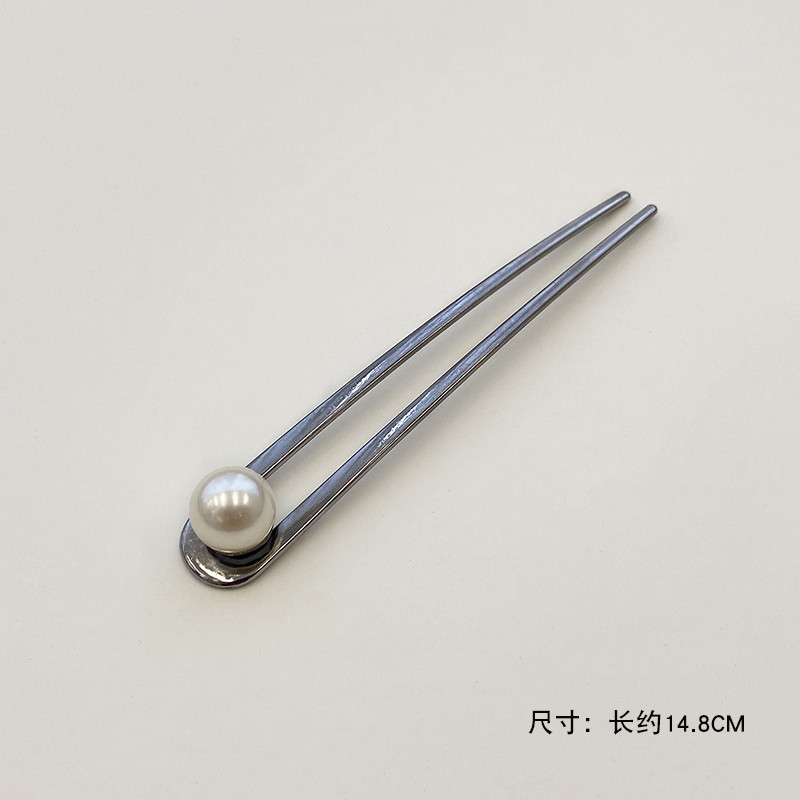 中式珍珠u型发簪高级感发夹女式后脑勺盘发头饰古风发钗簪子发饰|undefined