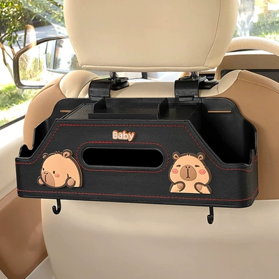 Car storage bag/box Seat Back Storage Rack Water - squinting-capi-black-chair-back-multifunctional-storage-box-upgraded-integrated-mobile-phone-holder