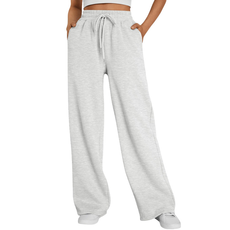 Women's Wide-Leg Sports Pants, High-Waisted Loose Casual Pants, Yoga Outdoor Activity Drawstring Flared Jogging Pants with Pockets