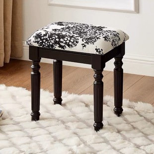 Medieval Style Black Retro Makeup Stool Internet Celebrity Dressing Stool Bedroom Training Solid Wood Guzheng Stool Piano Stool in Stock
