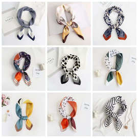 新款丝巾批发 70*70印花小方巾女士仿真丝长条丝巾领巾发带装饰