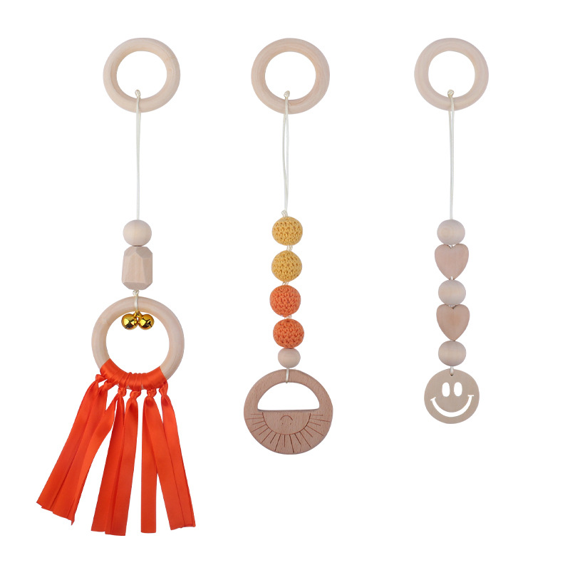 Nuevo bebé suministros de dibujos animados animal haya mordedor calmante bebé juguete pequeña campana fitness rack traje