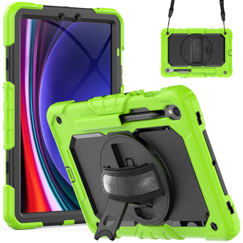 Suitable for Samsung Tabs10Lite Protective Case with Strap and Hand Strap, S9Fe/S8 Silicone+Pc Stand Anti-Fall Tablet Case