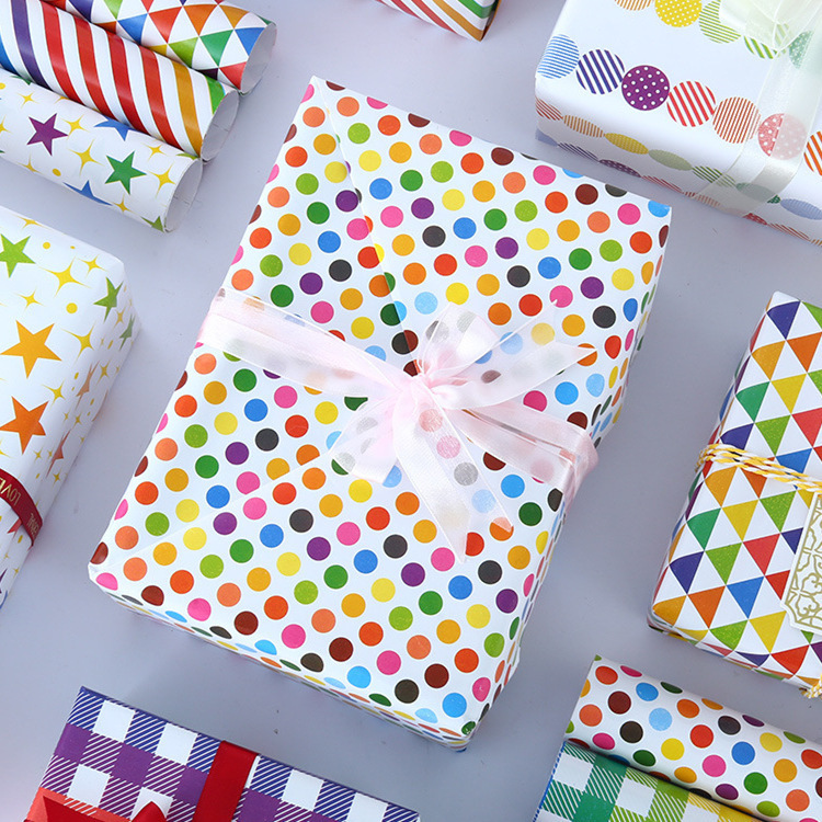 Patrón geométrico transfronterizo Papel de regalo de cumpleaños del día de los niños Papel de regalo diy Papel de regalo Libro en stock al por mayor