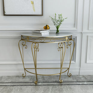 Nordic Wrought Iron Entrance Table Wall Modern Hotel End View Platform Italian Light Luxury Entrance Table Corridor Simple Half Round Table