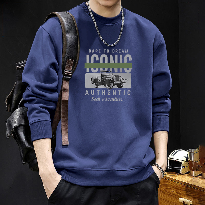 Pesado y camisa de cuello redondo para hombres nueva primavera y otoño marca de moda americana de manga larga chaqueta de otoño para hombres