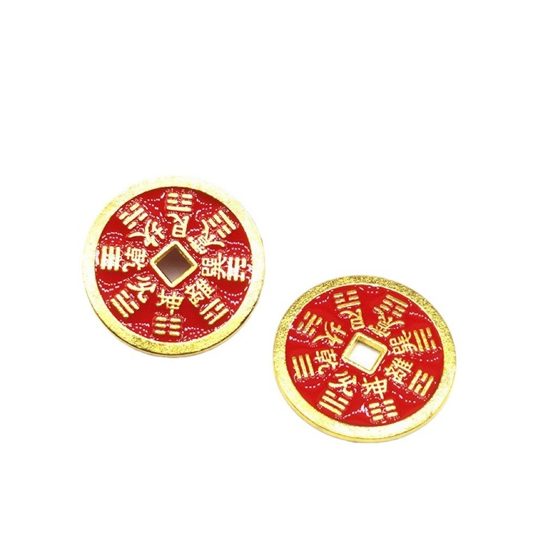 古風銭復古合金工芸品朱砂紅は古銭山鬼に似せてお金をかけて中国式の八卦のお金のペンダントを飾ります。|undefined