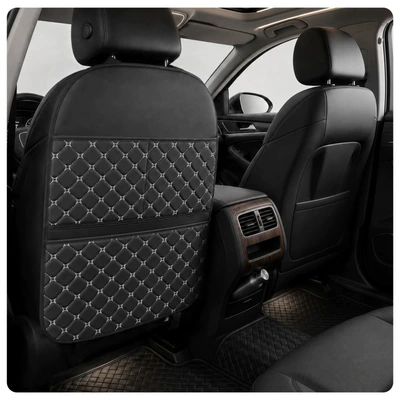 Car seat back anti-kick pad Chair back anti-kick pad - black-and-white-1-picture
