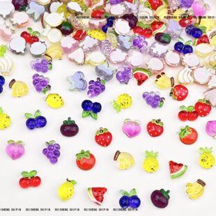Mini Fruit Cartoon Nail Art Jewelry Summer Fresh Color Fruit Series Resin Diamond Wear Armor Decoration