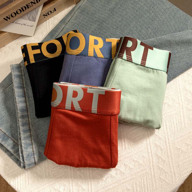 Ropa interior de hombre de verano, suave, cómoda y transpirable, pantalones de hombre, cintura media, cintura con letras, cintura, pantalones cuadrangulares, venta al por mayor de fábrica, estilo caliente