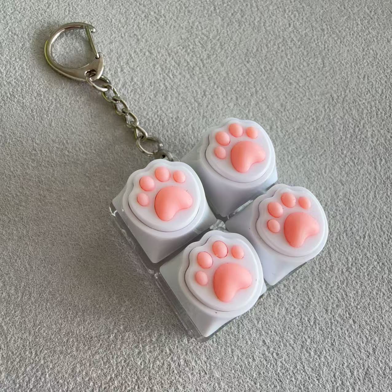 Square transparent shell-white cat claw-small d chain